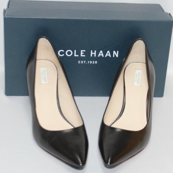 Cole Haan Vista Pump Black Leather Shoe - Picture 3 of 12